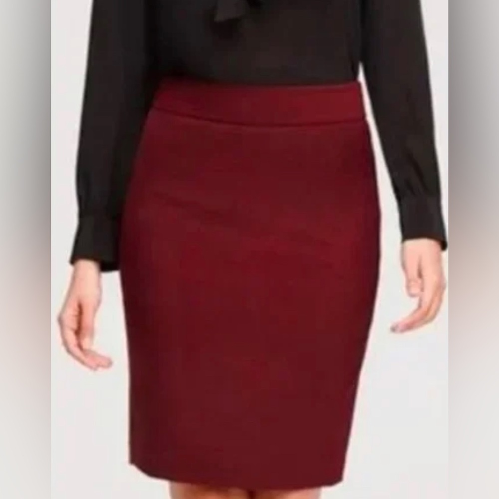 J Crew Mercantile Double-Serge Wool Pencil Skirt Red- Size 12